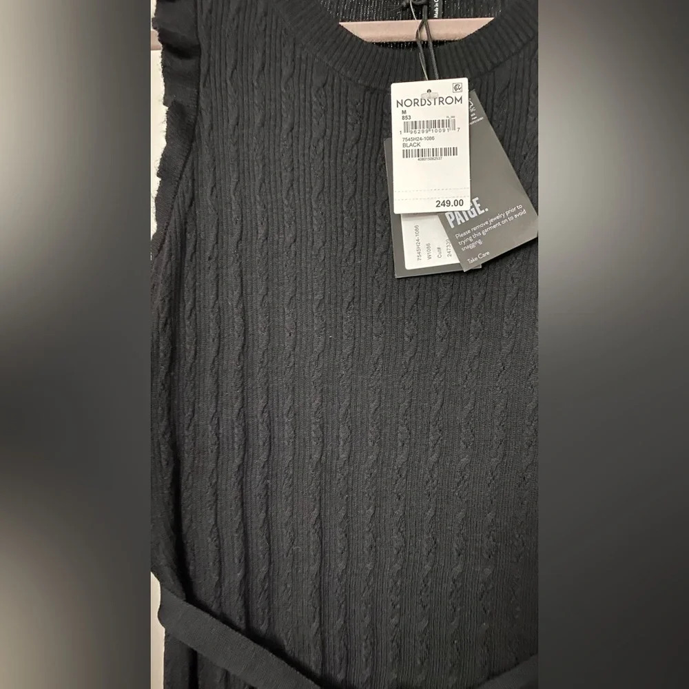 NWT Paige Black Pointelle Knit Sleeveless Midi Dress Size Medium - Picture 7 of 11